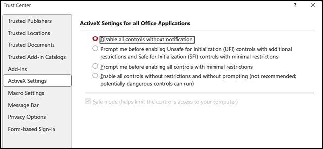 activex disabled