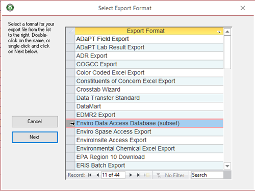 select export form